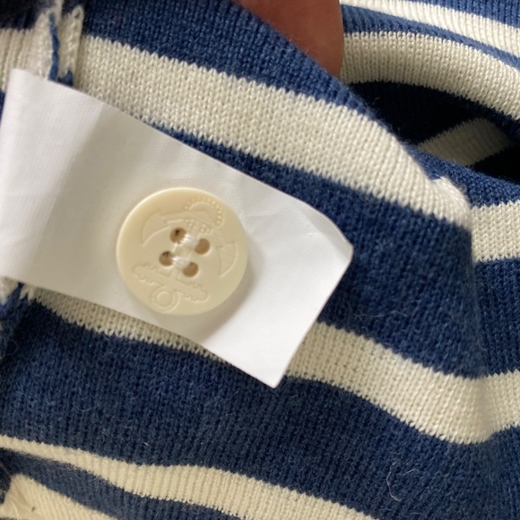 Batela Sea Style Striped Navy and White Nautical Shirt with Anchor Buttons Wool - Picture 6 of 7